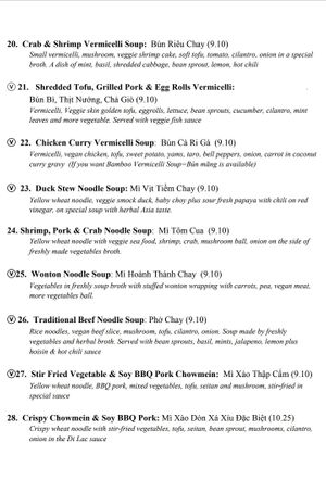 Online Menu 3 of 8    V = Vegan at Di Lac Cuisine in San Jose