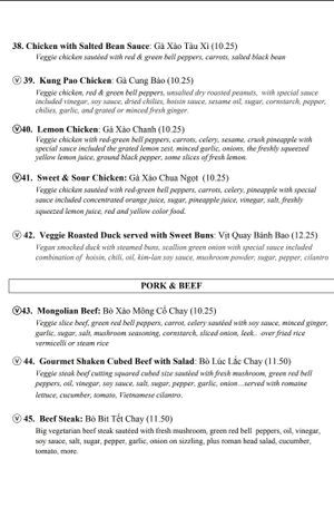 Online Menu 5 of 8    V = Vegan at Di Lac Cuisine in San Jose