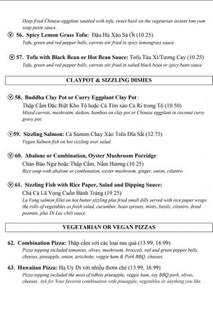 Online Menu 7 of 8    V = Vegan at Di Lac Cuisine in San Jose
