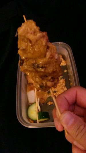 Vegan chicken satay skewer at Kuala Lumpur Café in Leeds