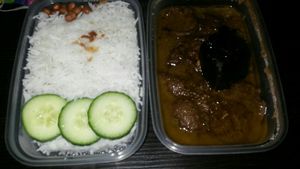Nasi Lemak with Rendang and rice at Kuala Lumpur Café in Leeds