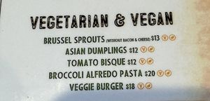 “Vegan” menu but inaccurate labels  at The Junction in Snowshoe