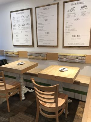 cute interior at Baba's Pierogies in Brooklyn