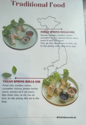 Menu options at The Hideout Cafe in Da Nang