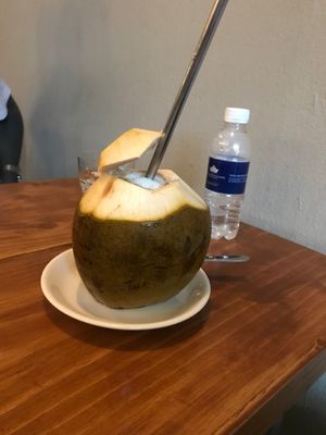 Fresh coconut  at The Hideout Cafe in Da Nang