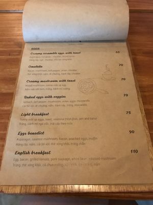 Part of menu  at The Hideout Cafe in Da Nang