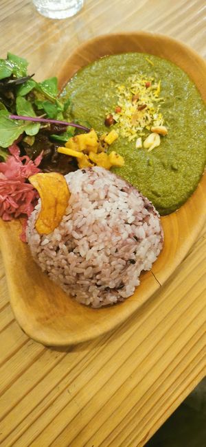 Green curry at Cocowell Cafe in Osaka