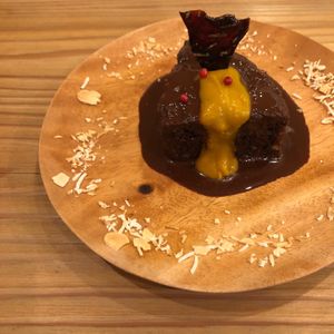 Coconut spicy chocolate cake at Cocowell Cafe in Osaka