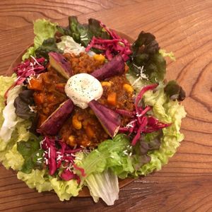 Vegetarian taco rice at Cocowell Cafe in Osaka