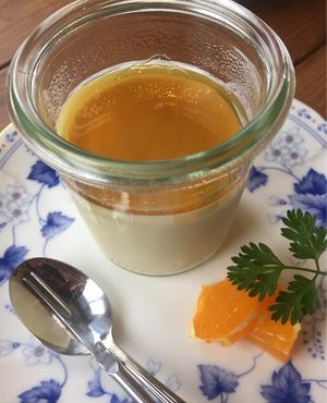 Delicious soy pudding with maple syrup. A bit like creme brulee at Shoji Cafe Sora in Takamatsu