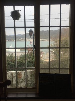 View from a window at Shoji Cafe Sora in Takamatsu