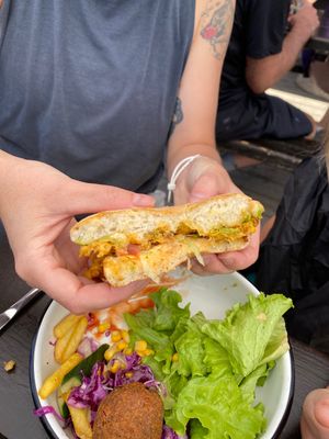 Falafel, burrito and mexican burger!  Sorry for the picture, I had to share mine with my daughter   at The Loop Bar in Tignes