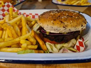 Vegan beans burger at The Loop Bar in Tignes