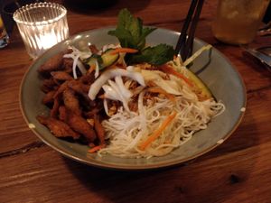 Soy meat noodle bowl at Madame Tâm City in Aachen