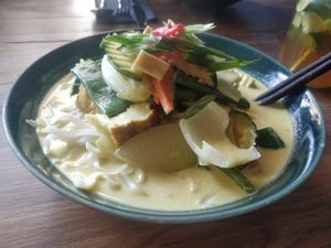 Curry noodle tofu at Madame Tâm City in Aachen