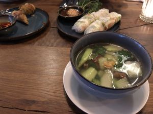 Wantan soup, springrolls and summerrolls  at Madame Tâm City in Aachen