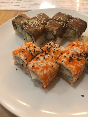The California and Philadelphia rolls. The cashew cream cheese is amazing, and the eggplant as salmon was perfect. The tobiko is vegan too! at Healthy Conscience in St Petersburg