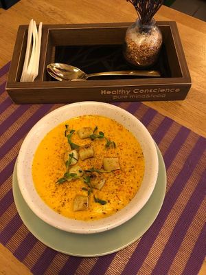pumpkin soup at Healthy Conscience in St Petersburg