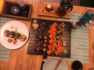 Buddha Rolls, California rolls, tempura rolls, chips rolls and the aubergine ones (forgot their name) at Healthy Conscience in St Petersburg