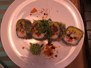 Tempura chips roll  at Healthy Conscience in St Petersburg