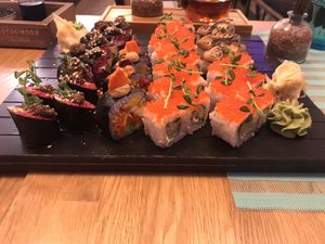 Buddha Rolls, California rolls, tempura rolls, chips rolls and the aubergine ones (forgot their name) at Healthy Conscience in St Petersburg