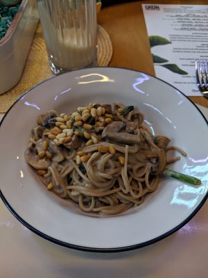 Mushroom pasta.  So good. at GRÜN in St Petersburg