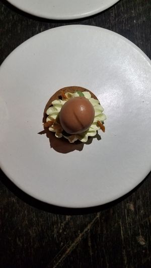 Brussel sprouts with chocolate olive oil icecream at Dirt Candy in New York City