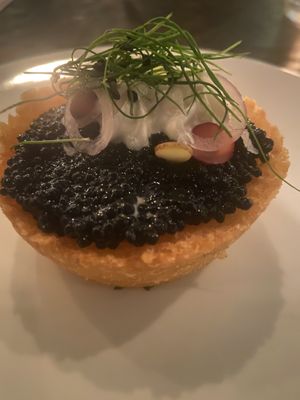 Caviar and potato pie at Dirt Candy in New York City