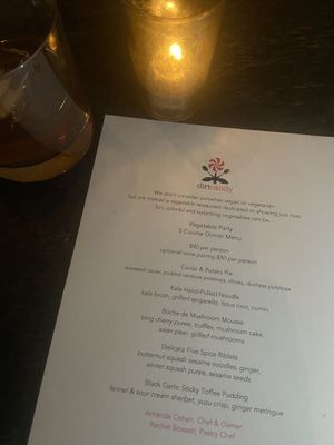 Menu at Dirt Candy in New York City