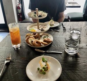 Bagels with the fixin’s!!!  at Dirt Candy in New York City