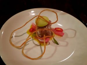 Onion tartare (a "gift" dish that was really good) at Dirt Candy in New York City