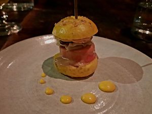 Carrot slider (another delicious gift) at Dirt Candy in New York City