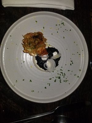 FIRST COURSE - ARTICHOKES & SUNCHOKES

sunchoke flan, crispy baby artichokes, seaweed caviar at Dirt Candy in New York City