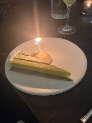 Tomatillo, black sesame cheese cake with dulce de leche ice cream  at Dirt Candy in New York City