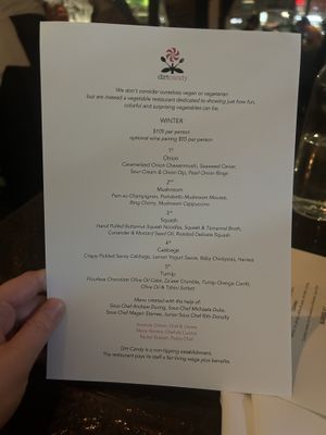  Winter 2023-24 menu at Dirt Candy in New York City