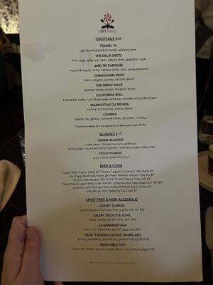  Winter 2023-24 drink menu at Dirt Candy in New York City