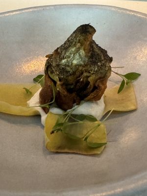 Blackened baby artichoke   at Dirt Candy in New York City