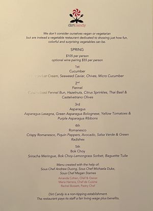   at Dirt Candy in New York City