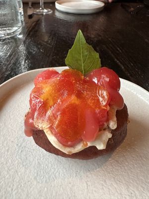 Tomato doughnut  at Dirt Candy in New York City