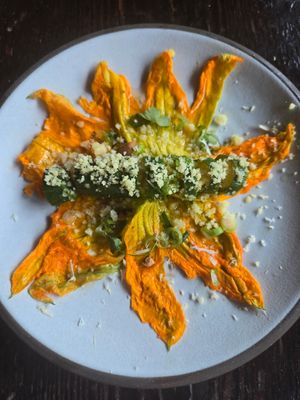 spiraled zucchini - a little bitter but still good at Dirt Candy in New York City