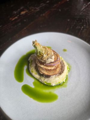 eggplant - surprisingly very good as someone who's not a huge fan of eggplant at Dirt Candy in New York City