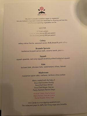   at Dirt Candy in New York City