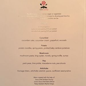 2026 spring menu  at Dirt Candy in New York City