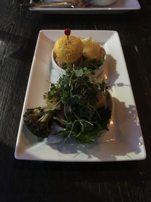 Carrot slider & Broccoli hot dog at Dirt Candy in New York City