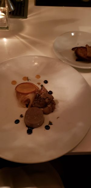 Portabello mousse with glazed pears and mushrooms at Dirt Candy in New York City