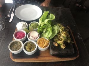 Brussels sprout tacos in lettuce wraps  at Dirt Candy in New York City