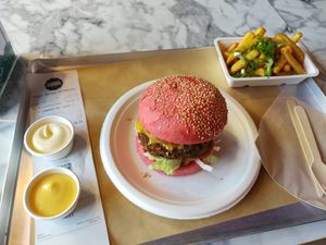 Cheese sauce. Very cheesy. Pretty good at Vegan Heroes in Eindhoven