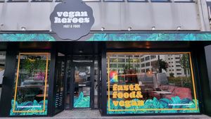 Front. Gave staff a Happy Cow decal. Hope they put it on the window! at Vegan Heroes in Eindhoven