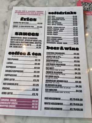 Menu at Vegan Heroes in Eindhoven