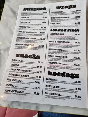 Menu at Vegan Heroes in Eindhoven